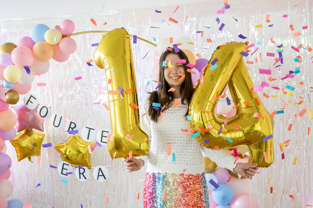 Geburtstagsfoto mit Konfetti